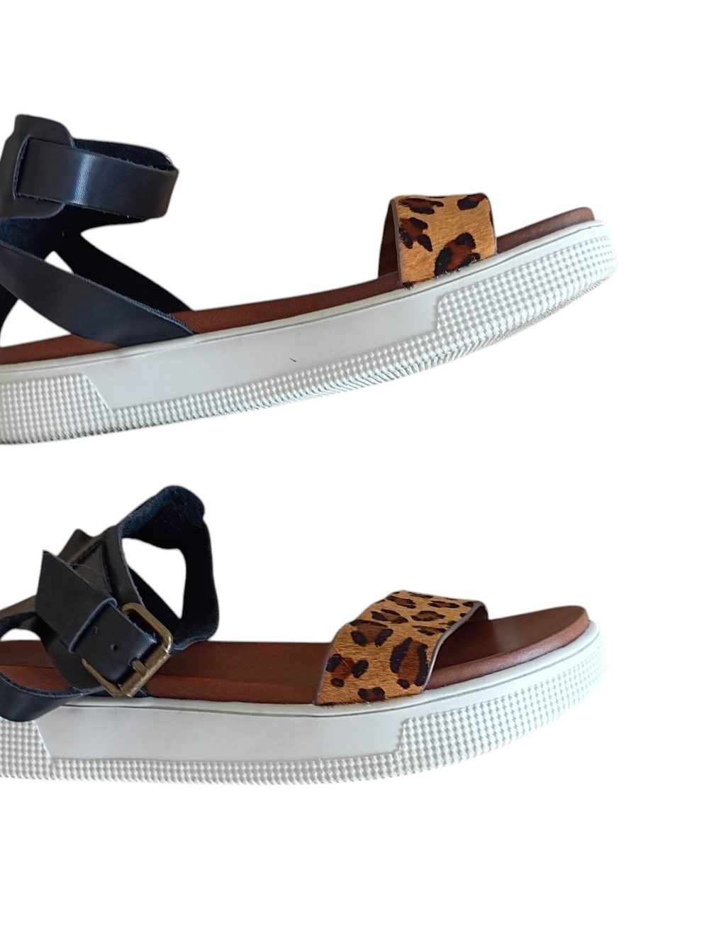 MIA Leopard Print Platform Sandals - Black Straps SZ 6.5 - Picture 4 of 6